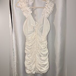 Zara Cream Ruched Mini Dress